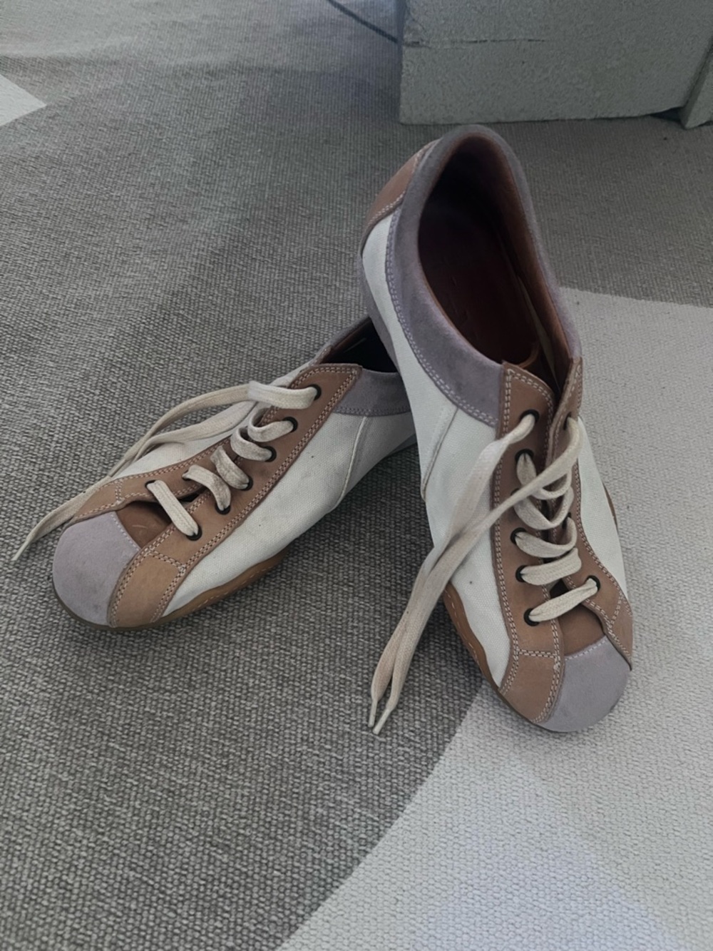 MaxMara White and Taupe Athletic Sneakers